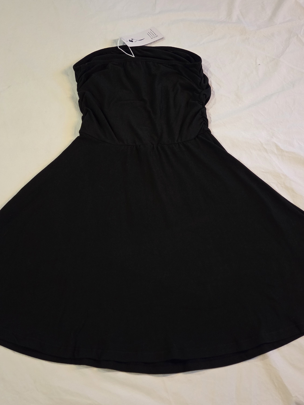 Casual Women's Strapless Black A-Line Dress
